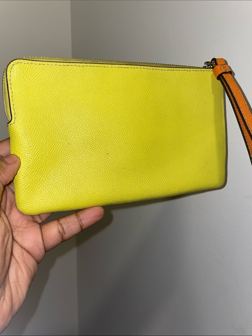 Coach Yellow Saffiano Leather Wristlet Pouch - Picture 5 of 11